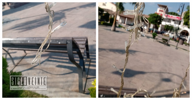 Vandalizan las luces navideñas en el jardín principal de Huetamo