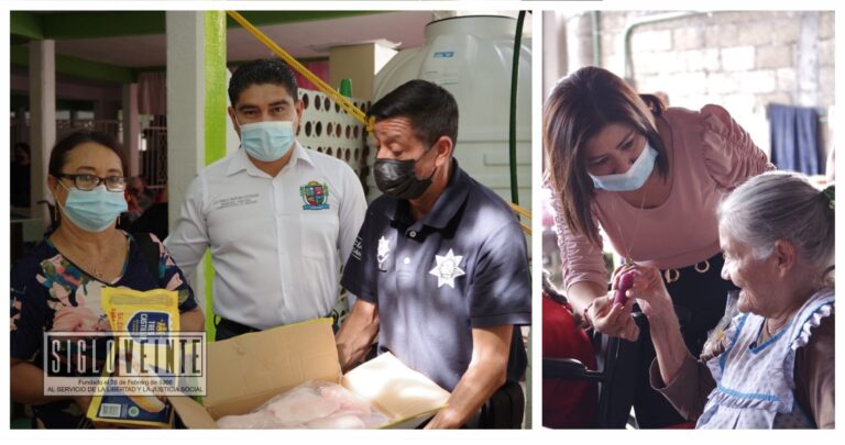 Alcalde de Huetamo y comisario de la Policía Michoacán llevan alimentos a dos asilos