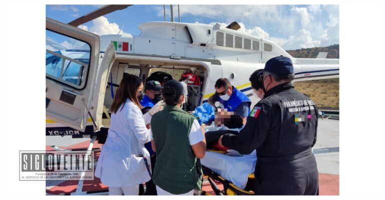 En helicóptero trasladan de Huetamo a Morelia a persona que se intoxicó con medicamentos