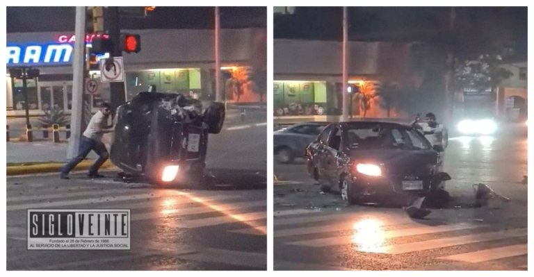 Levanta su carro después de volcarse; ni en la mejor película de superhéroes