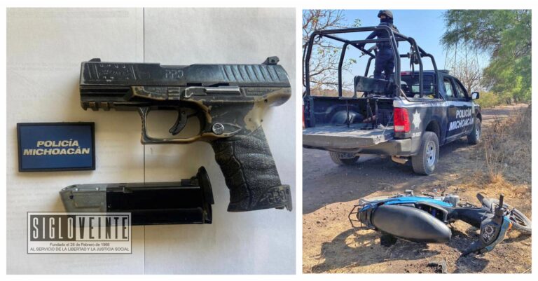 Aseguran la SSP y Policía Municipal motocicleta con reporte de robo y una réplica de arma de fuego