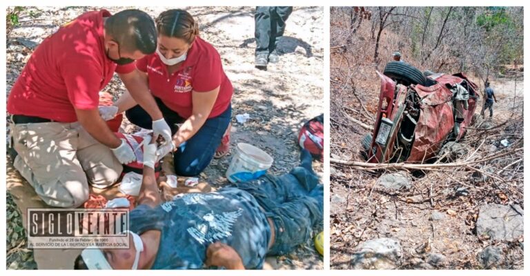 Conductor salva la vida de milagro al volcar su camioneta cerca de Las Trincheras