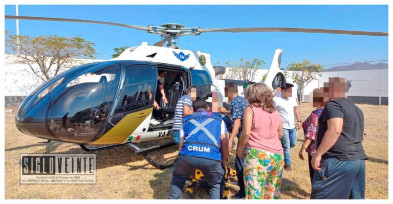 De Huetamo trasladan en helicóptero a adulto mayor a hospital de Morelia