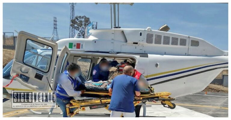 Trasladan a Morelia en ambulancia aérea a menor por un traumatismo craneoencefálico severo al caerse de una moto