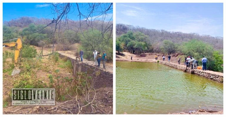 Concluye gobierno de Nocupétaro la rehabilitación y desazolve de la presa de La Estancia Grande
