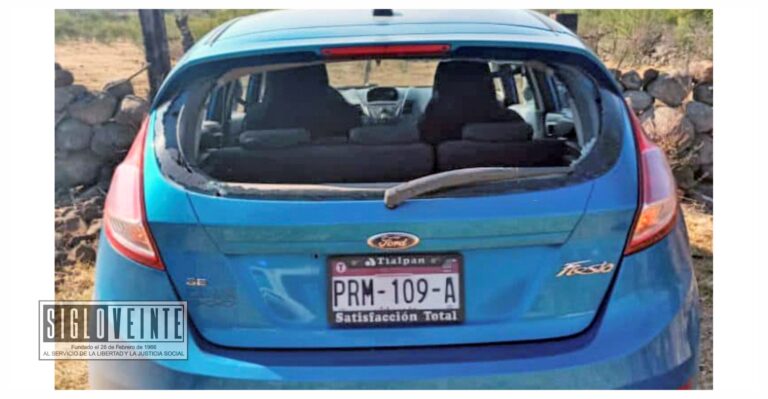 Localizan vehículo con impactos de arma de fuego, en cuyo interior se encontraba un infante