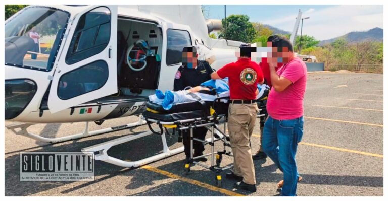 Trasladan vía aérea del Hospital Comunitario de Carácuaro-Nocupétaro a mujer para su atención médica en Morelia