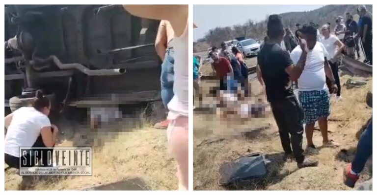 3 muertos y 5 lesionados tras volcar camioneta que trasportaba turistas en la autopista Morelia-Ixtapa