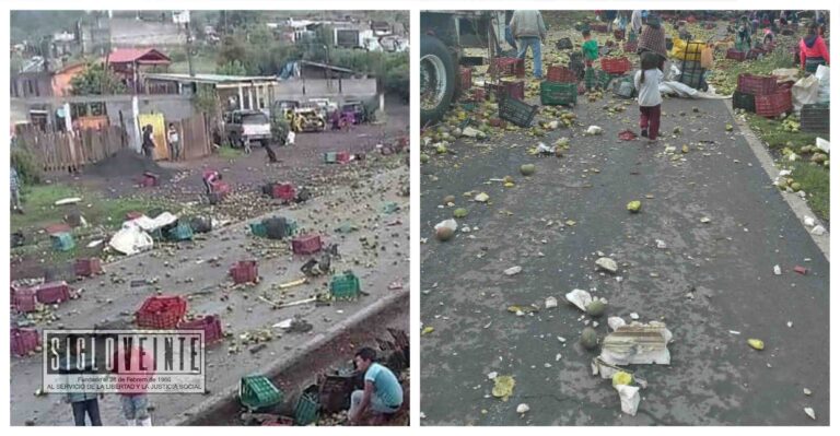 Fuerte choque de tráileres que transportaban madera y frutas en la carretera Uruapan-Paracho
