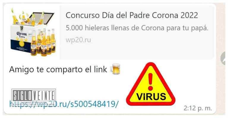 Si te llega mensaje de WhatsApp que regala hieleras con cervezas, no lo abras es virus