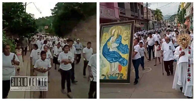 Decenas de ciudadanos de Tuzantla realizan procesión para pedir por la paz