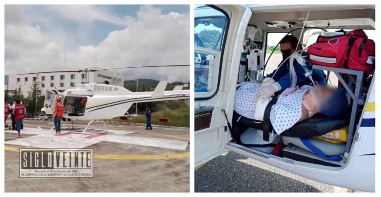 En Lázaro Cárdenas, adolescente de 14 años fue llevado en helicóptero a Morelia por un traumatismo en la cabeza al chocar en moto, no portaba casco protector