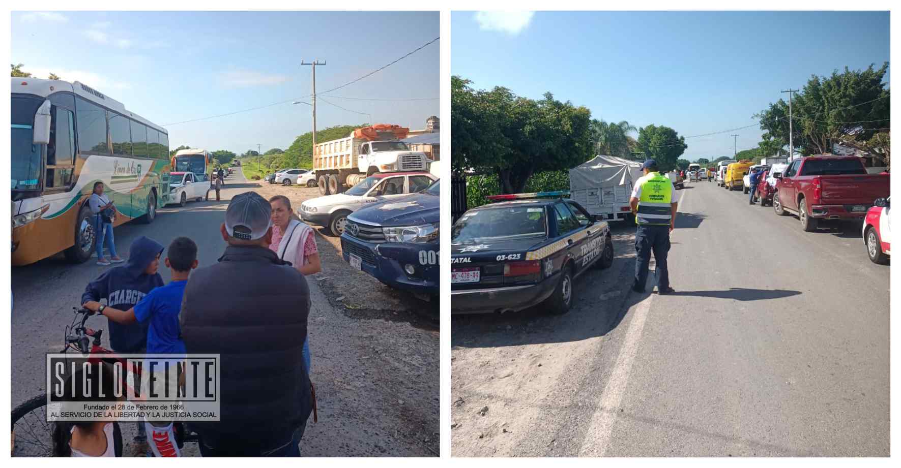 Habitantes de Paso de Morelos y La Parotita bloquean la carretera estatal TiripetíoLa Eréndira