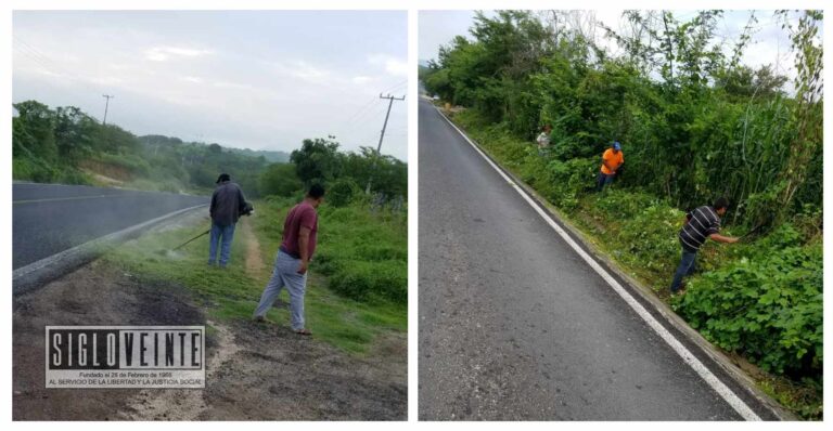Realiza Ayuntamiento de Nocupétaro limpieza de maleza a bordo de la carretera estatal Tiripetío-La Eréndira y áreas públicas