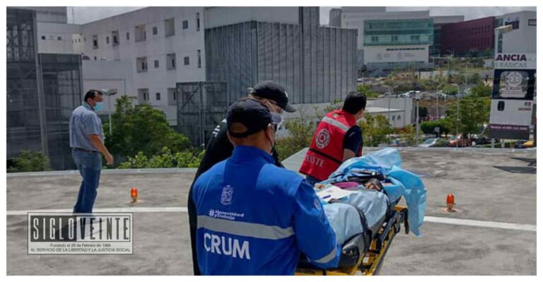 CRUM trasladó vía aérea a menor de Apatzingán con fractura de cráneo por caerse de su moto