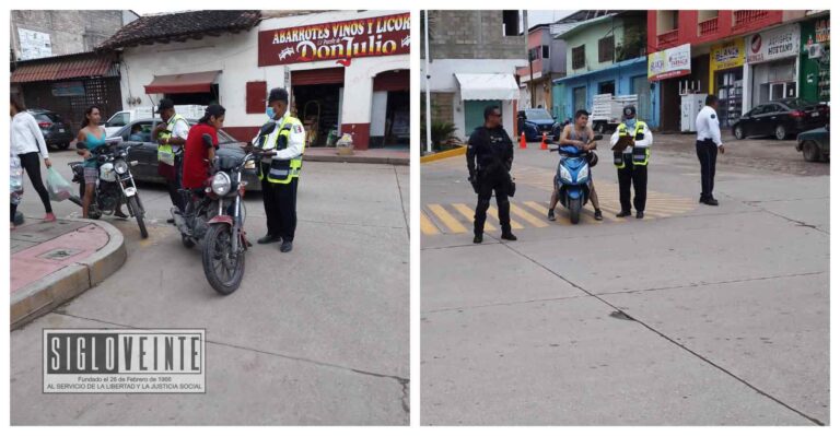 Delegación de Tránsito y Policía Municipal mantienen operativo Motociclista Casco Seguro en Huetamo