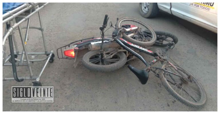 Dos lesionados deja choque entre moto y bicicleta en la Avenida Madero Sur de Huetamo