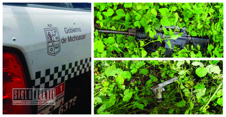 En Tuzantla, muere un delincuente en enfrentamiento entre policías estatales y municipales con un grupo armado, aseguran dos armas de fuego