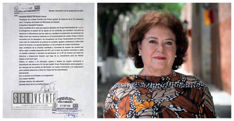 La diputada local María de la Luz Núñez Ramos recula, se mantiene en la fracción de Morena