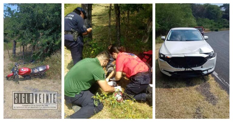 Camioneta impacta a motocicleta en la carretera a Nocupétaro