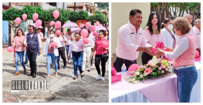 Cornelio Ríos y mujeres de Benito Juárez realizan marcha contra la lucha del Cáncer de Mama