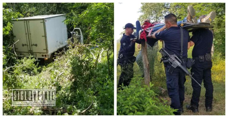 En la carretera Paso de Núñez-Carácuaro, camioneta se sale de la cinta asfáltica y cae a un barranco de 25 metros de profundidad