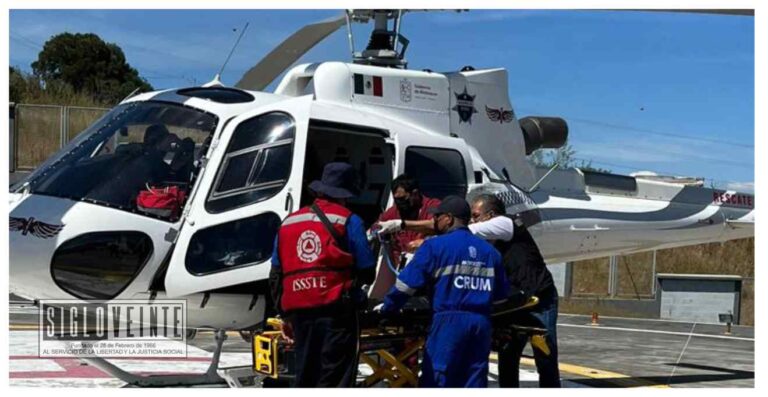 Trasladan vía aérea a menor de cuatro meses con complicaciones de salud, luego de haber sufrido un choque séptico