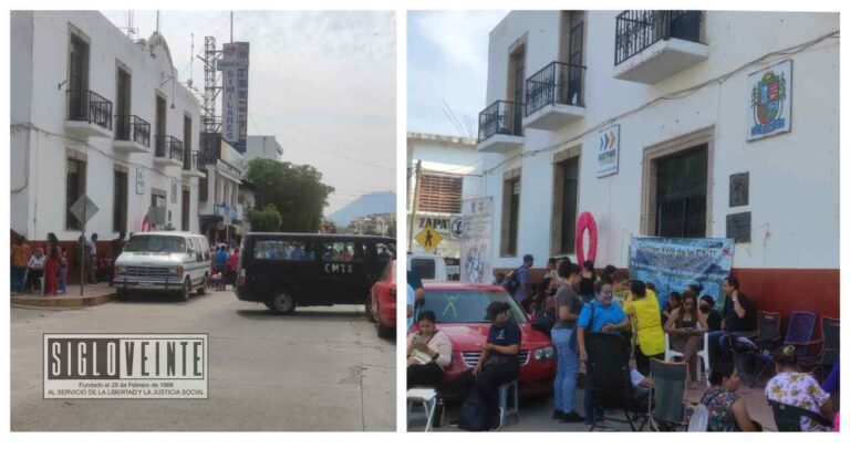 Maestros de la CNTE cierran el Palacio Municipal de Huetamo y la principal avenida de la ciudad, nos vemos cambio con la nueva administración estatal aseguran
