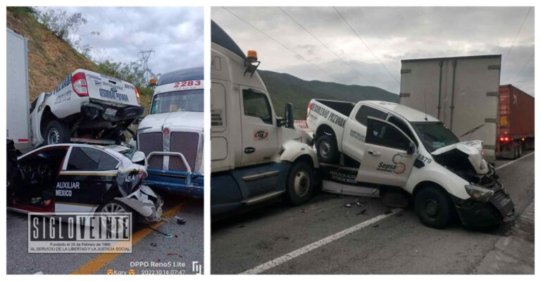 Tráiler choca contra varios autos en la autopista Siglo XXI, hay dos lesionados