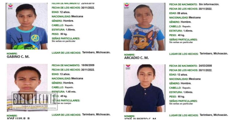 Localizan en Morelia a cuatro niños que estaban a resguardo del DIF Tarímbaro