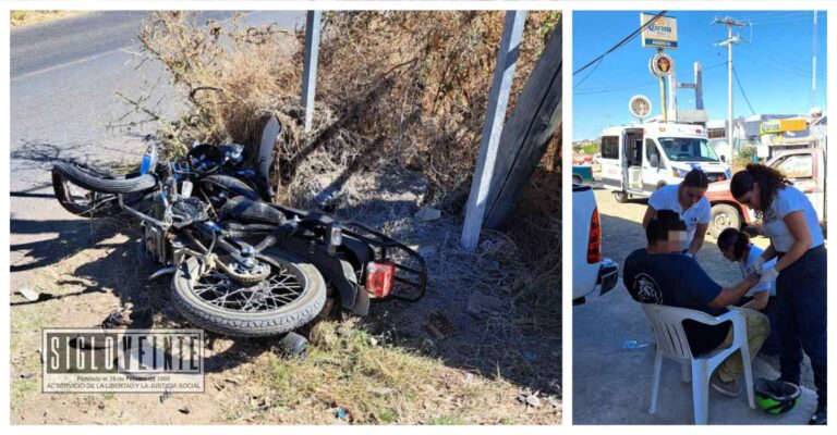 Joven sufre de varias heridas al caerse de su moto en la Avenida Madero Sur de Huetamo