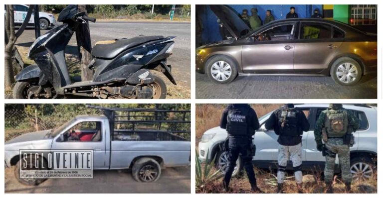 Labores operativas permiten a la SSP el aseguramiento de 8 vehículos con reporte de robo 