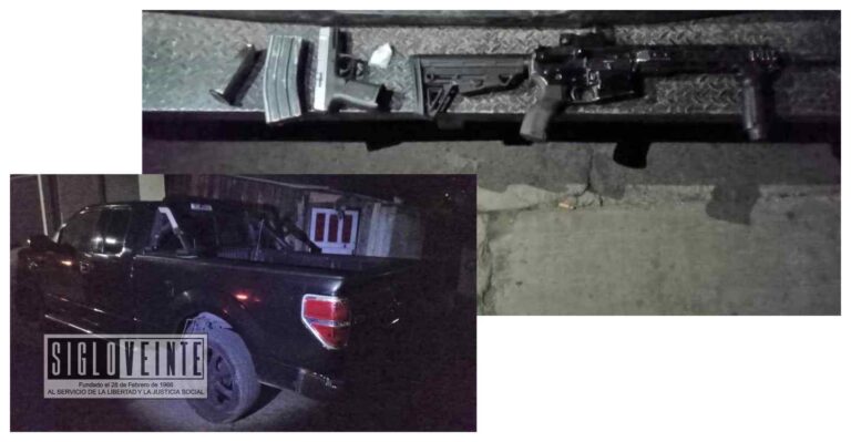 Menor de edad y otro sujeto se paseaban en camioneta robada, rifle de asalto y pistola en Ciudad Hidalgo