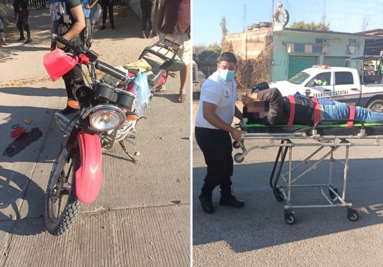 Motociclista recibe fuertes golpes al chocar con automóvil en el Libramiento de Huetamo