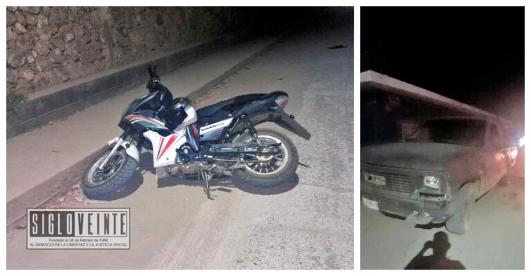 Camioneta choca con moto en Huetamo, hay una menor de edad herida