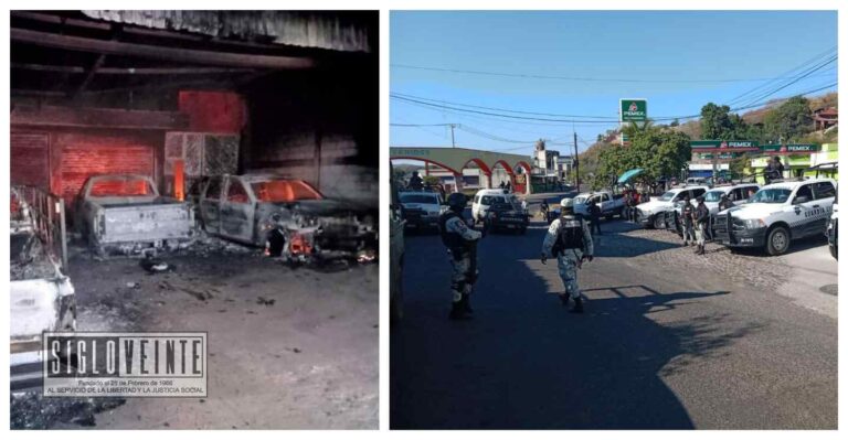 Fuerzas federales, estatales y locales despliegan operativo en Tuzantla, por la balacera que dejó inservibles patrullas y vehículos particulares