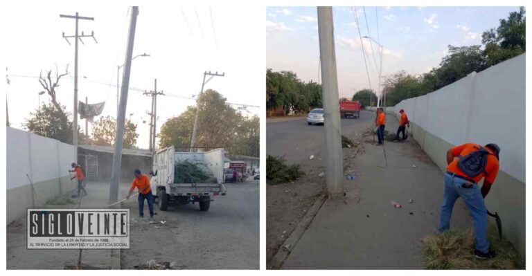 Servicios Públicos Municipales realiza acciones de limpieza y retiro de maleza en el Libramiento Batallón Huetamo