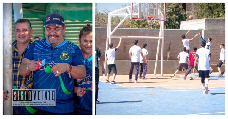 Entrega Cornelio Ríos la rehabilitación de la cancha de basquetbol en la colonia El Capire de la comunidad de Parícuaro