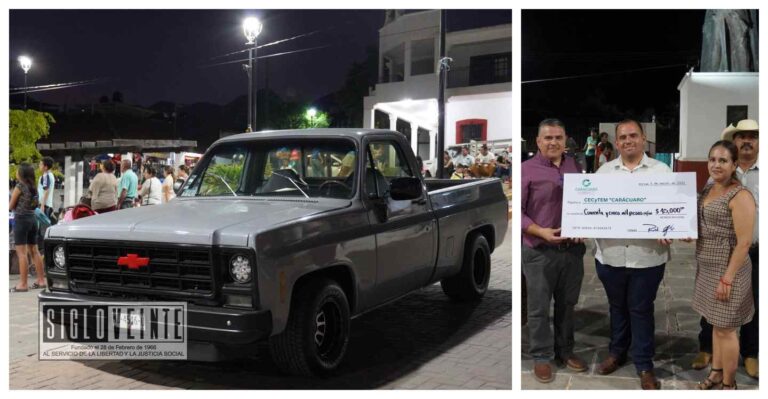 Entrega alcalde de Carácuaro premio a la ganadora de la rifa de una camioneta, se recolectaron 257 mil pesos para beneficiar 13 instituciones educativas del municipio