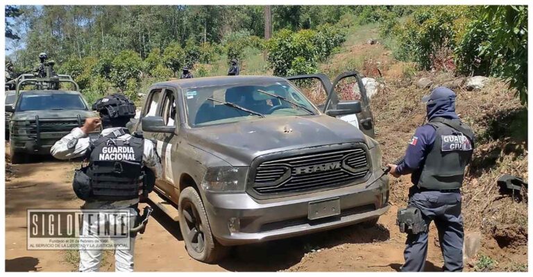 Luego de los enfrentamientos de ayer en Susupuato y Zitácuaro, fuerzas policiales aseguran vehículos de grupo delictivo
