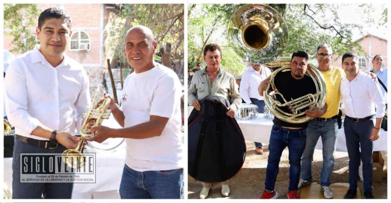 Pablo Varona entrega apoyos a los miembros de los dos sindicatos de músicos de Huetamo