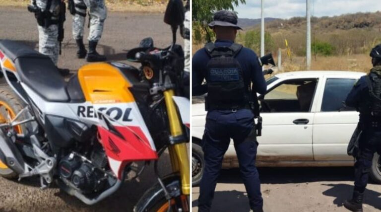 La SSP, SEDENA y  la Guardia Nacional recuperan 6 vehículos y detienen a 4 personas