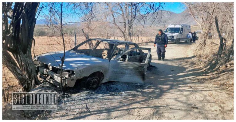 Se quema taxi en brecha cercana a la carretera que conduce a localidad de Arroyo Hondo