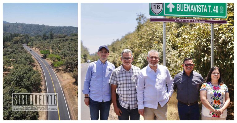Acude Gobernador a supervisar la rehabilitación de la carretera Peribán-Buenavista Toamtlán, registra el 90% de avance