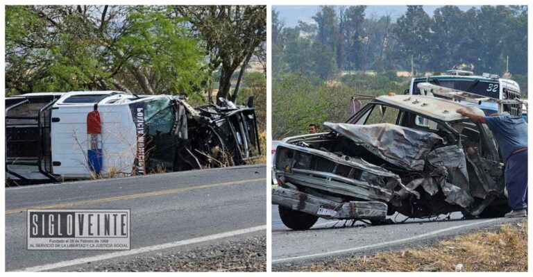 En la carretera Zamora–La Piedad chocan camioneta con patrulla, hay un muerto y un policía herido