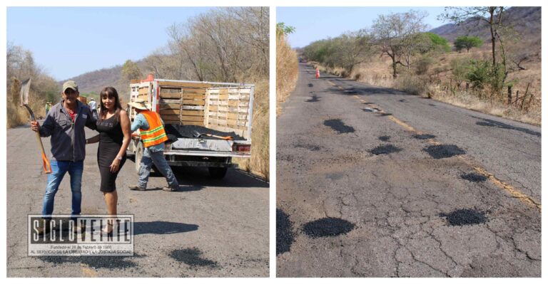 Con recursos propios, gobierno municipal de Tiquicheo inicia bacheo de la carretera federal 51