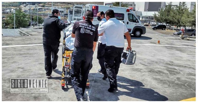 Helicóptero traslada a joven de 14 años con traumatismo y hundimiento de cráneo luego de sufrir percance vial