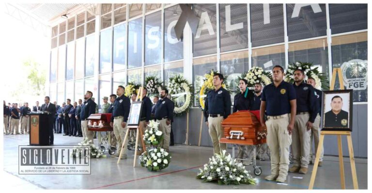 Rinde la FGE homenaje luctuoso a policías de investigación fallecidos ayer en el cumplimiento de su deber en balacera de Morelia