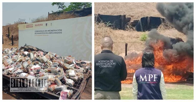 Autoridades federales incineran más de una tonelada de cocaína en el Puerto de Lázaro Cárdenas