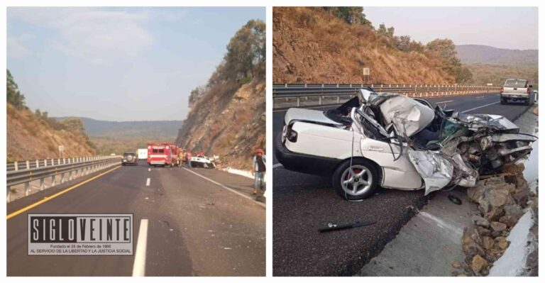 Chofer de Tsuru se debate entre la vida y la muerte, al chocar con camión de carga en la Autopista Siglo XXI